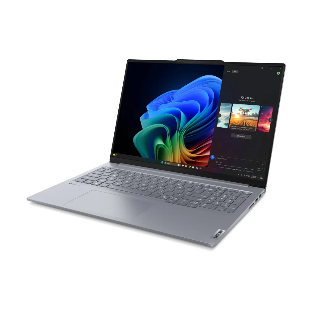 Lenovo ThinkBook 16 G7 QOY Qualcomm Snapdragon X1P-42-100 Notebook 40,6 cm (16") WUXGA 16 GB LPDDR5x-SDRAM 512 GB SSD Wi-Fi 7 (802.11be) Windows 11 Pro Grigio