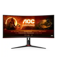 AOC G2 CU34G2X/BK LED display 86,4 cm (34\") 3440 x 1440 Pixel Quad HD Nero, Rosso