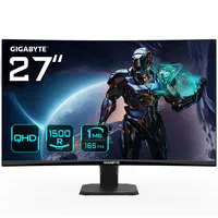 GIGABYTE GS27QC 27\" Monitor da Gioco Curvo QHD - 2560 x 1440, 1500R, 165Hz, 1ms, 250 cd/m², FreeSync Premium, HDR Ready, HDMI 2.0, Displayport 1.4